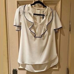 Elie Tahari blouse with ruffle neck - fresh pearl